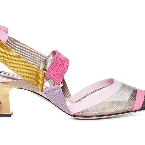 New  Authantic Fendi Colibrì Mesh Slingback Pumps - Picture 6 of 6